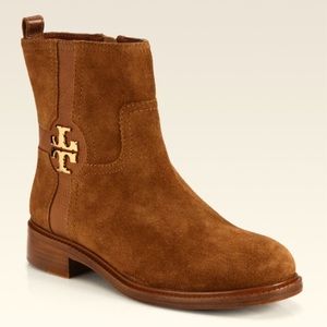 Tory Burch Women's Alaina US 6.5 M Leather Suede Logo Ankle Boots